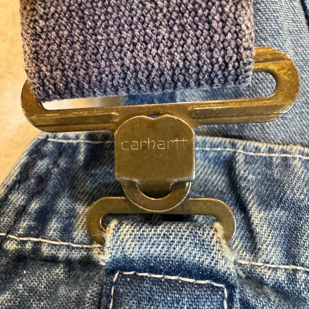 Vintage Carhartt Mens Denim Bib Overalls Indigo Blue Carpenter Workwear 48x30